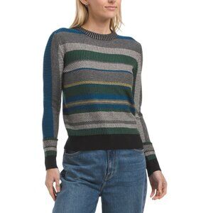 NANCY YANG Green Striped Sweater